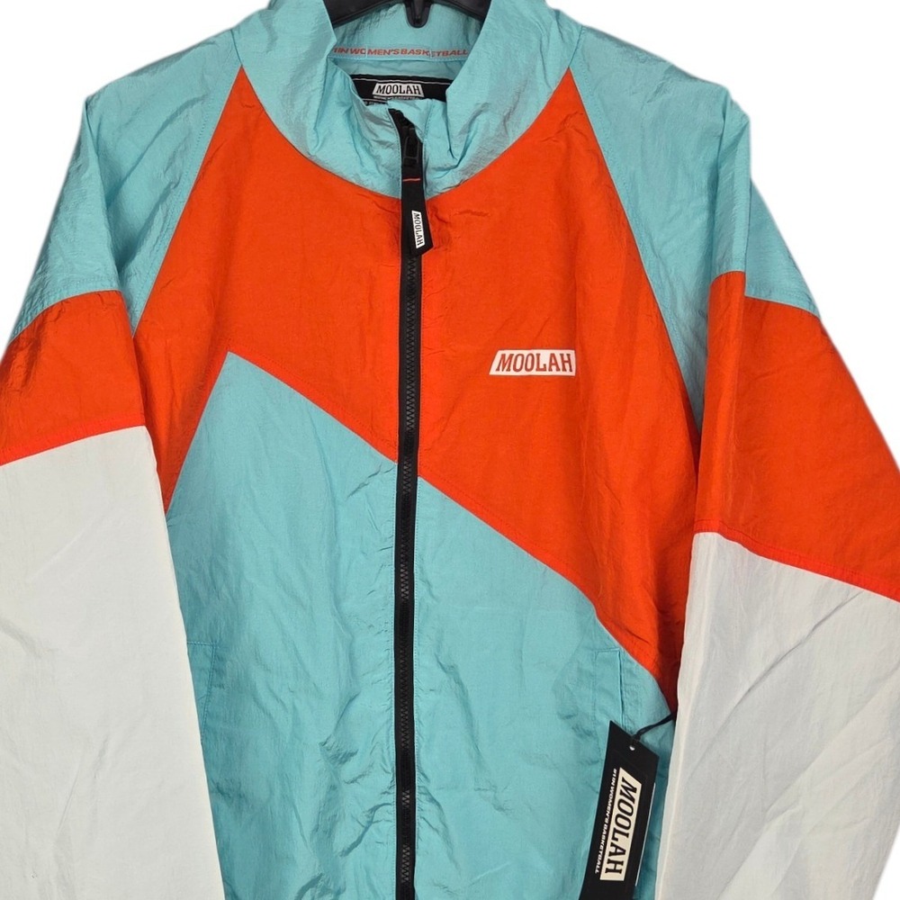 MOOLAH Jacket Womens‎ XL/2XL Aqua Red Full Zip Windbreaker Basketball Retro NWT